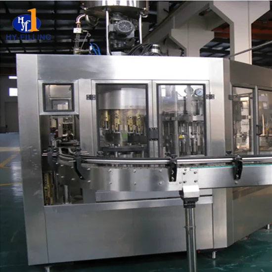 የመስታወት ጠርሙስ ሶዳ ውሃ መሙያ ማሽን ከ Hy-filling